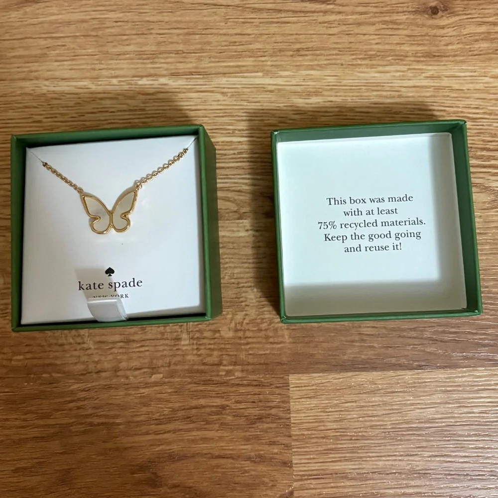 NIB Kate Spade All A Flutter Mother Of Pearl Butterfly necklace